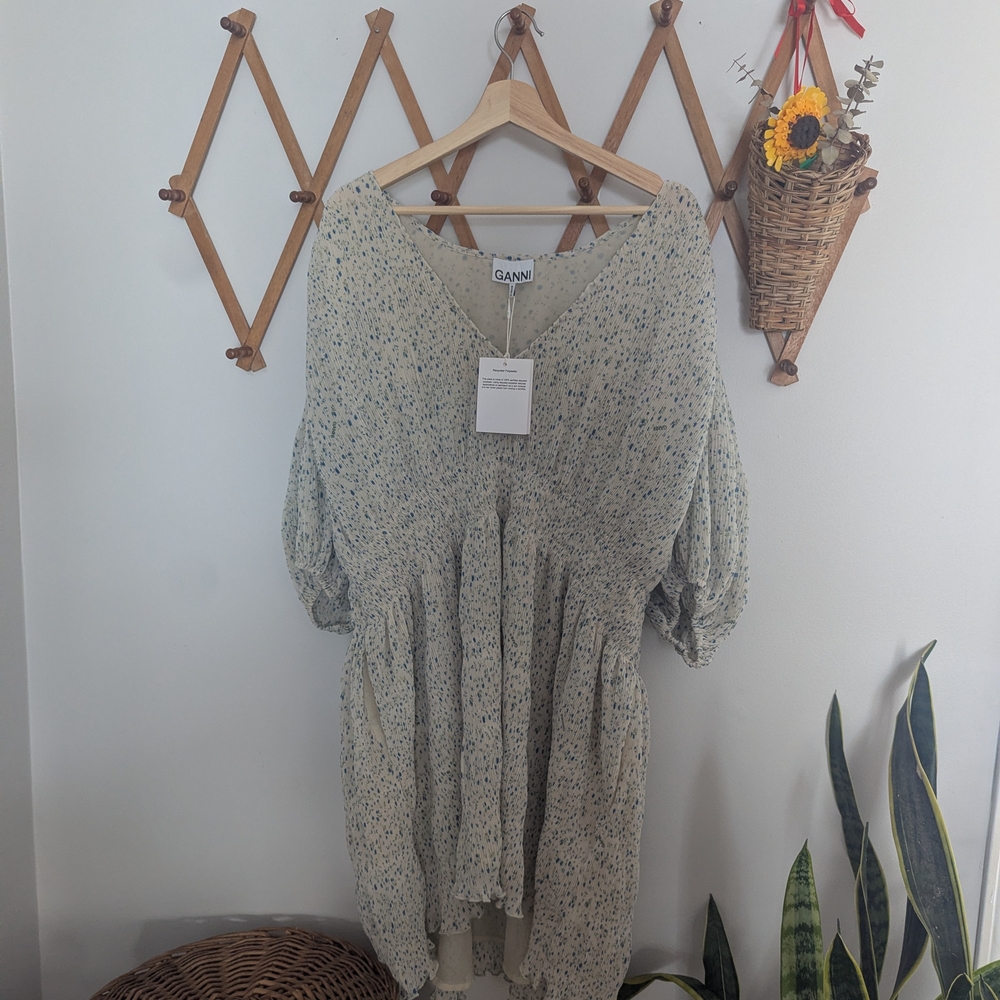 Ganni Blue Floral Women's Dress